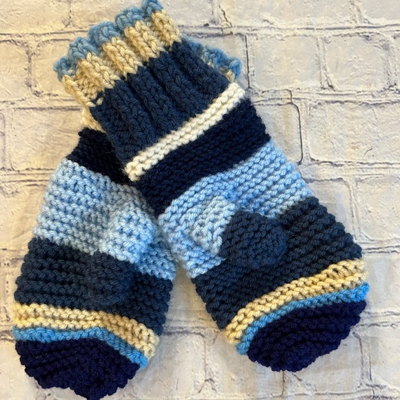 KIDS BLUE MULTI COLORED MITTENS XLARGE - Picture 3 of 4